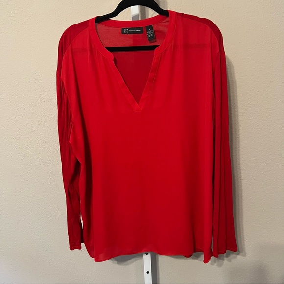 INC International Concepts Tops - INC International Concepts Vibrant Red Long Sleeve Blouse